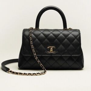Chanel Coco Handle Bag with Metal Chain on handle bar